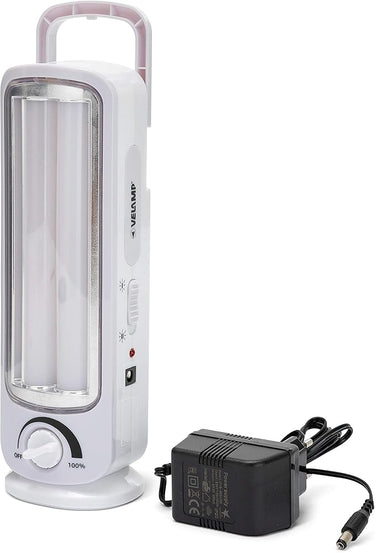 Velamp Twix Lámpara de Emergencia Anti-apagón de 2 Tubos LED, 300lm, Regulable. 23cm, Gris, 23 cm